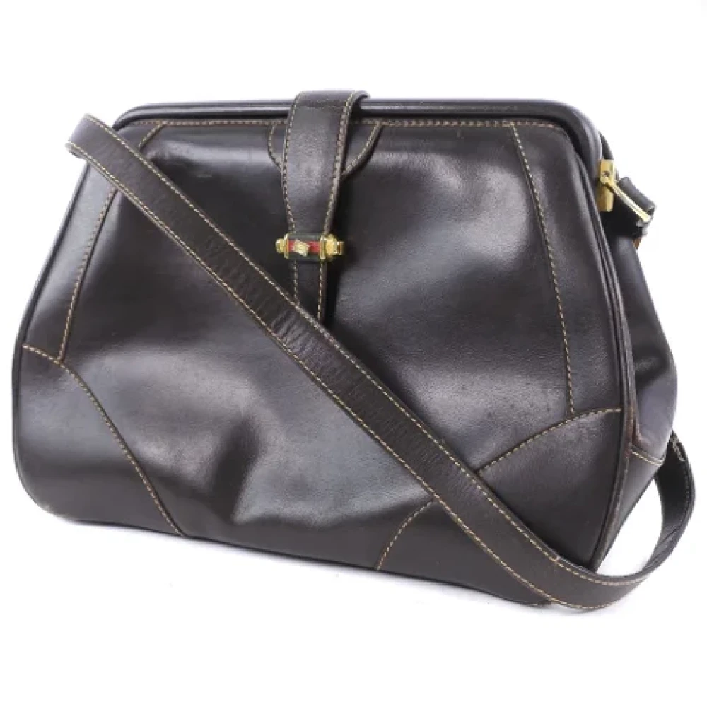 Gucci Vintage Pre-owned Leather crossbody-bags Brown Dames