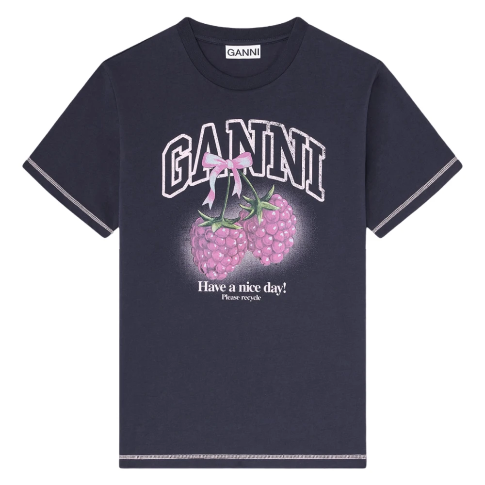 Ganni Women's Blue T-Shirts - T-Shirts - S - Tops