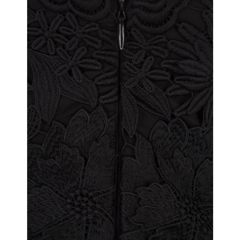 Giuseppe Di Morabito Zwarte Bloemen Macramé Mouwloze Top Black Dames
