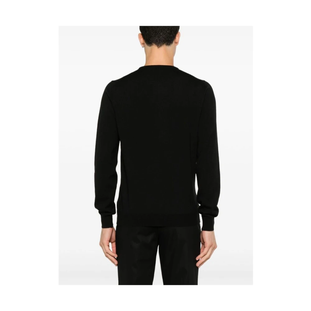 La Fileria Zwarte Wol Crew Neck Sweater Black Heren