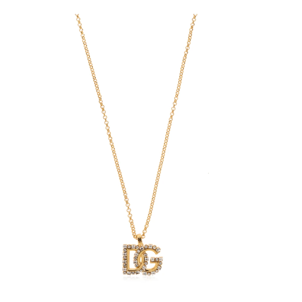 Dolce & Gabbana Vrouw Geel Accessoires Dames, One Size, Ketting Met Logo-Vormige Hanger