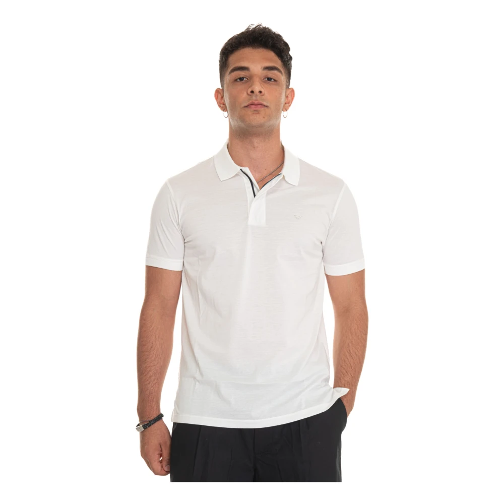 Emporio Armani Polo shirt met halve rits White Heren