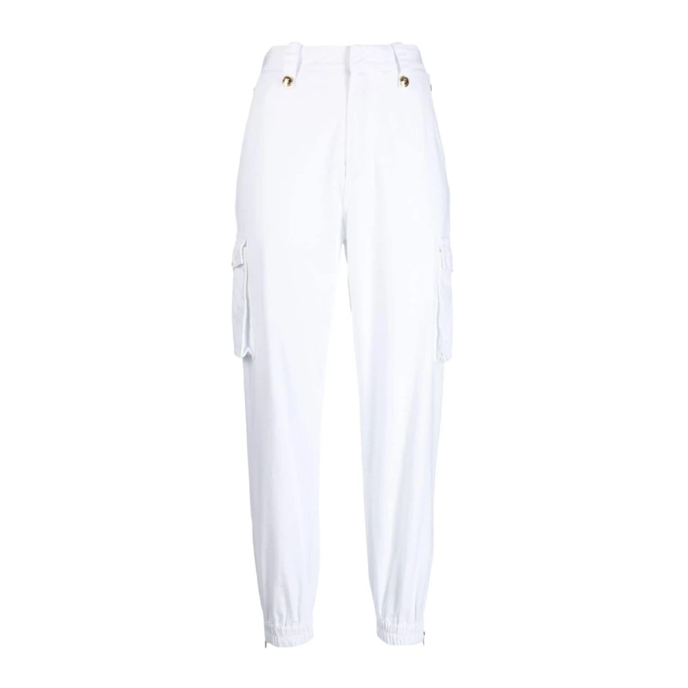 Ermanno Scervino Witte broek met hoge taille en taps toelopende pijpen White Dames