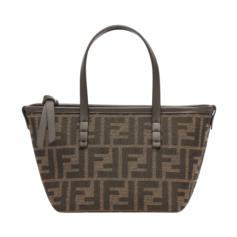 Fendi Iconische Jacquard Mini Handtas met Afneembare Band Brown Dames