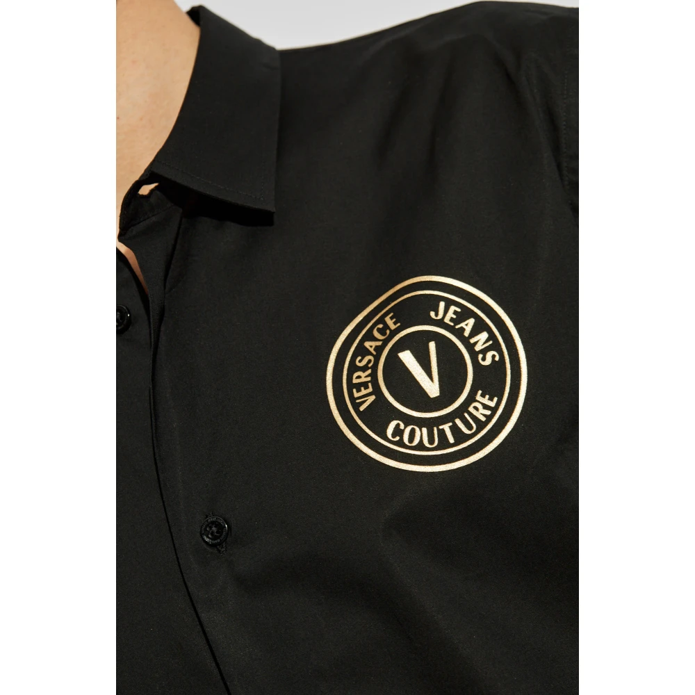 Versace Jeans Couture Shirt met bedrukt logo Black Heren