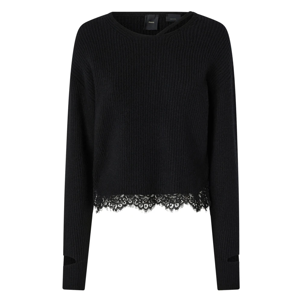 Pinko Casual Zwarte Wollen Sweatshirt Black Dames