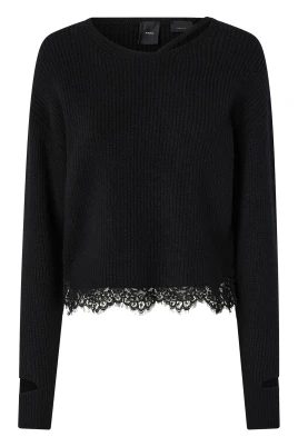 Casual svart sweatshirt i ullblandning