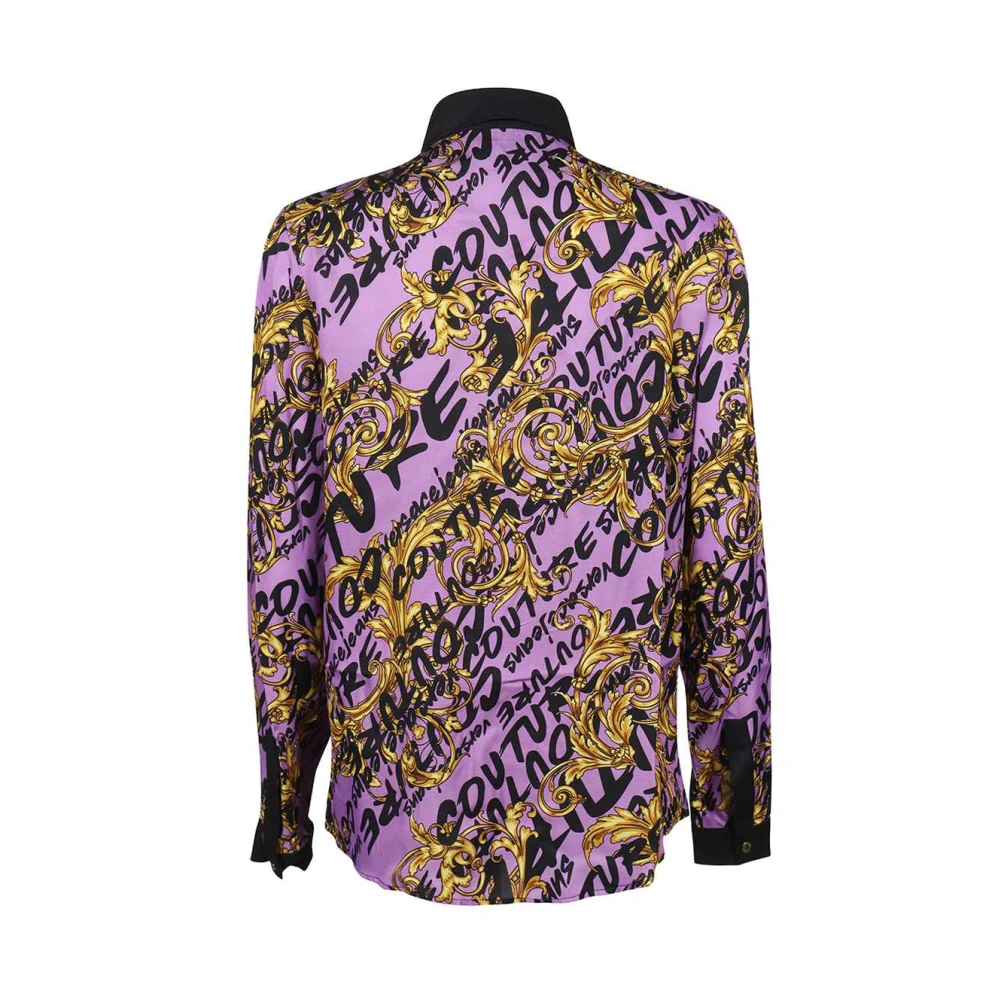 Versace Jeans Couture Viscose Shirt met Logo Print Purple Dames