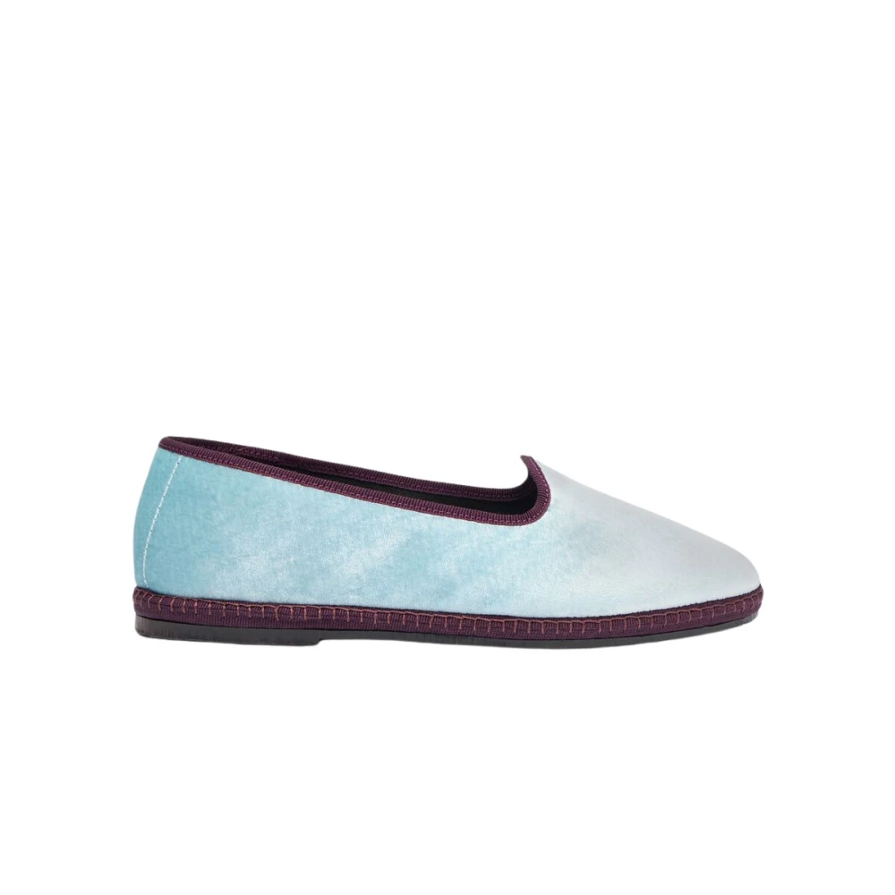 Scarosso Sammet Ballerina Skor Blue, Dam