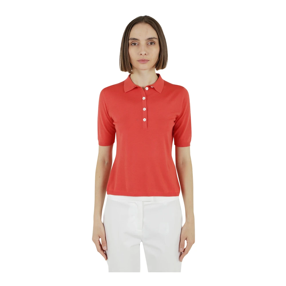 Eleventy Luxe Wol Polo Shirt Red Dames
