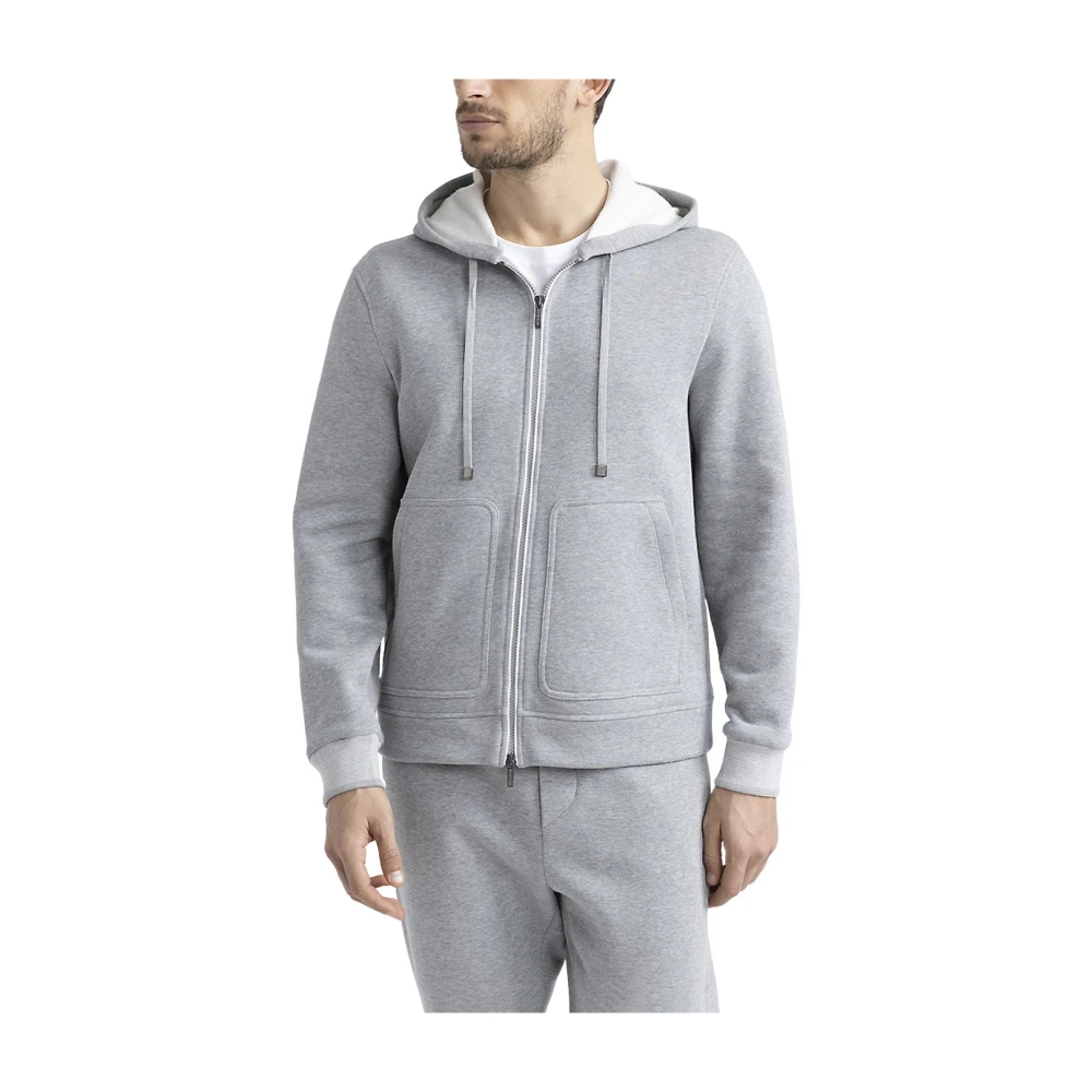 PESERICO Geborstelde melange puur katoenen sweatshirt Gray Heren