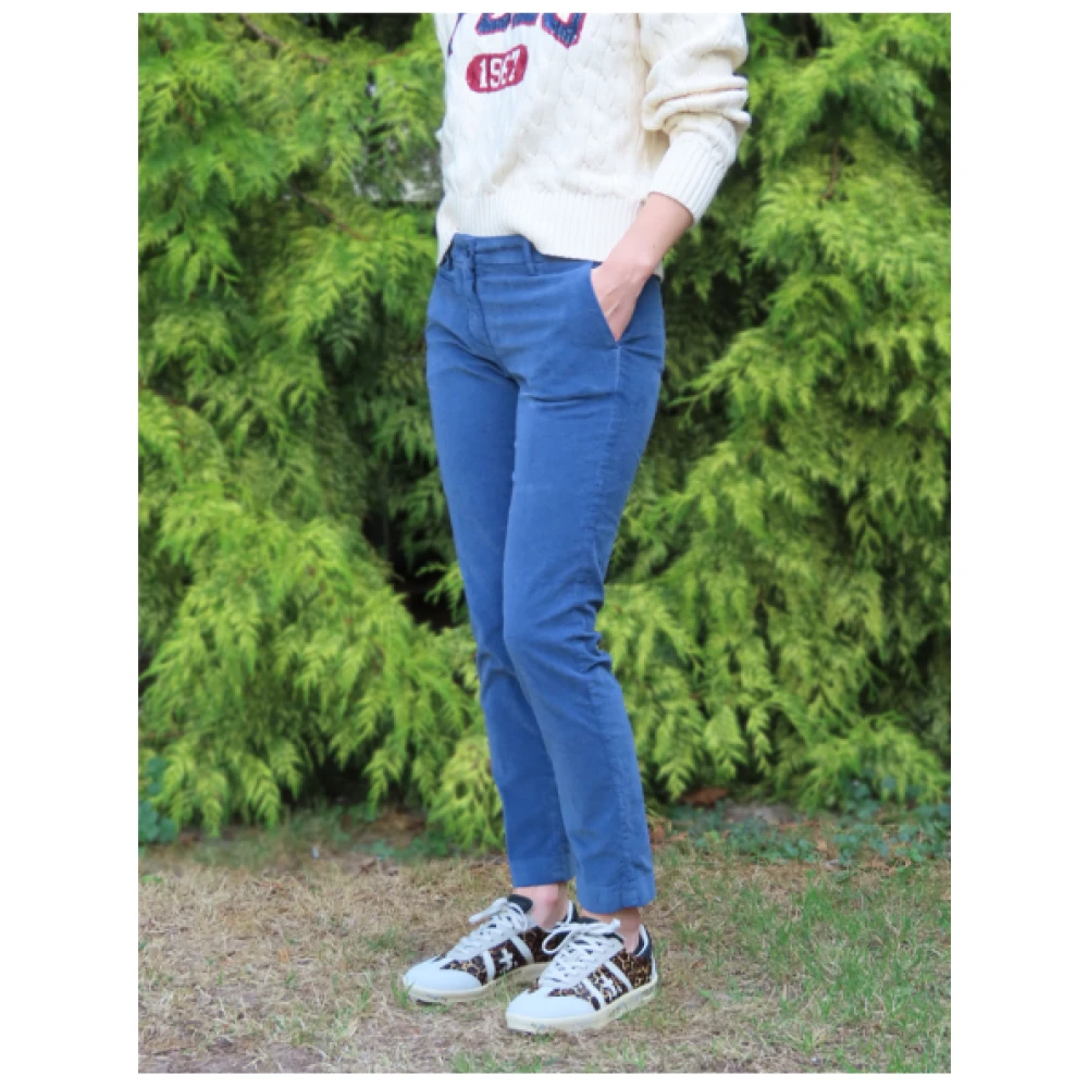 Mason's Slimme New York Fluwelen Broek Blue Dames
