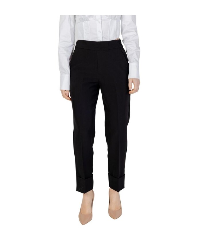 pantalon-cigarette-en-polyester-noir