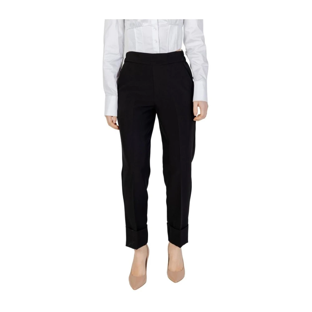 Sandro Ferrone Zwarte polyester sigarettenbroek Black Dames