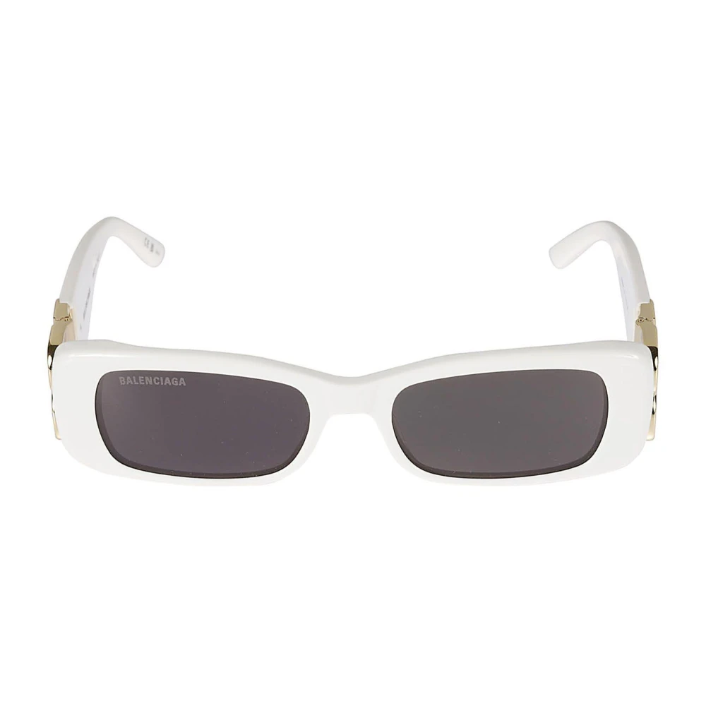 Balenciaga Rechthoekige zonnebril Wit Goud Grijs White Dames