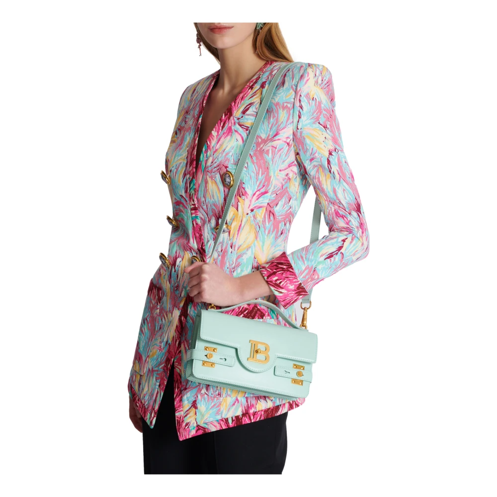 Balmain B-Buzz Shoulder 24 kalfsleren tas Blue Dames