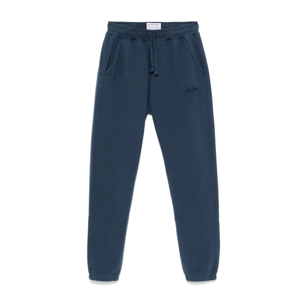 Mc2 Saint Barth Blue Sweatpants, Male, Xl, Jersey Trousers Elasticated Waistband