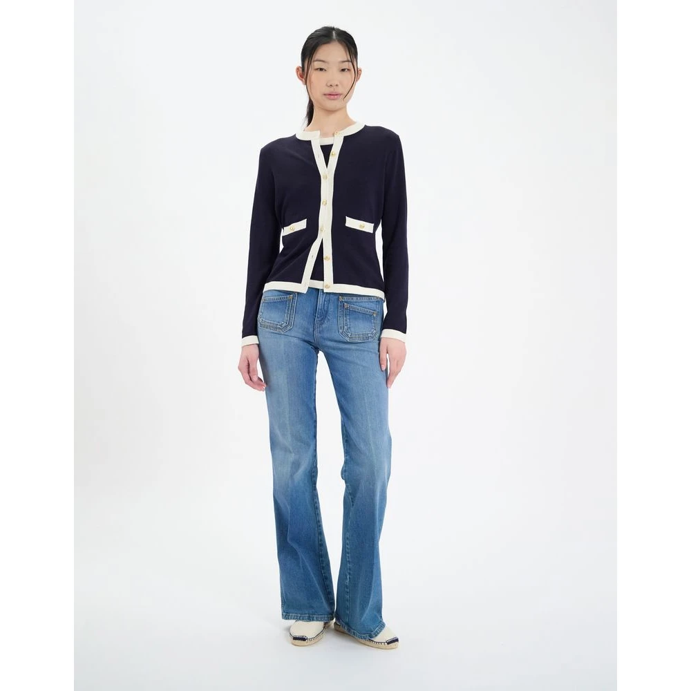 Ines De La Fressange Paris Corentin vest in marineblauw zijde en katoen Blue Dames