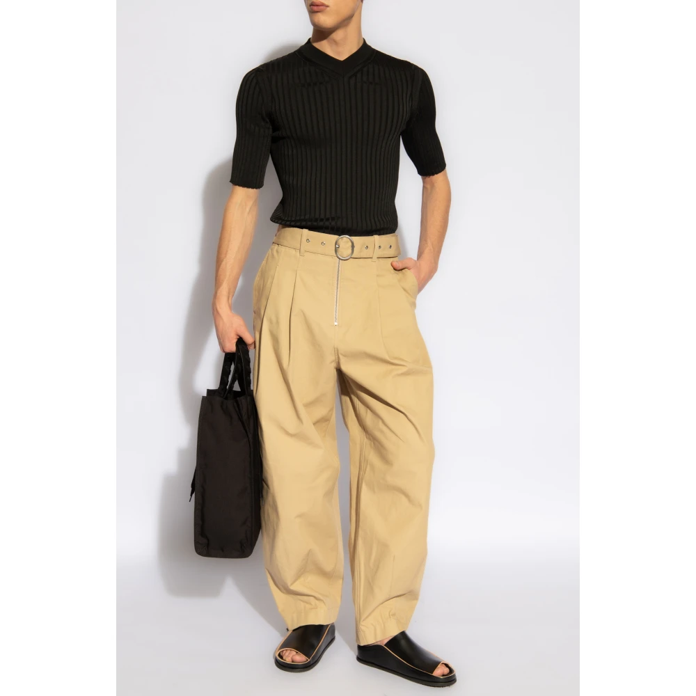 Jil Sander Geribbeld T-shirt Black Heren
