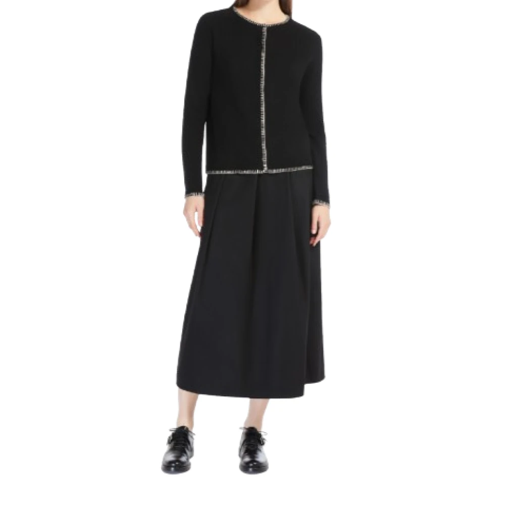 Max Mara Zwart Wol Kasjmier Crewneck Vest Black Dames