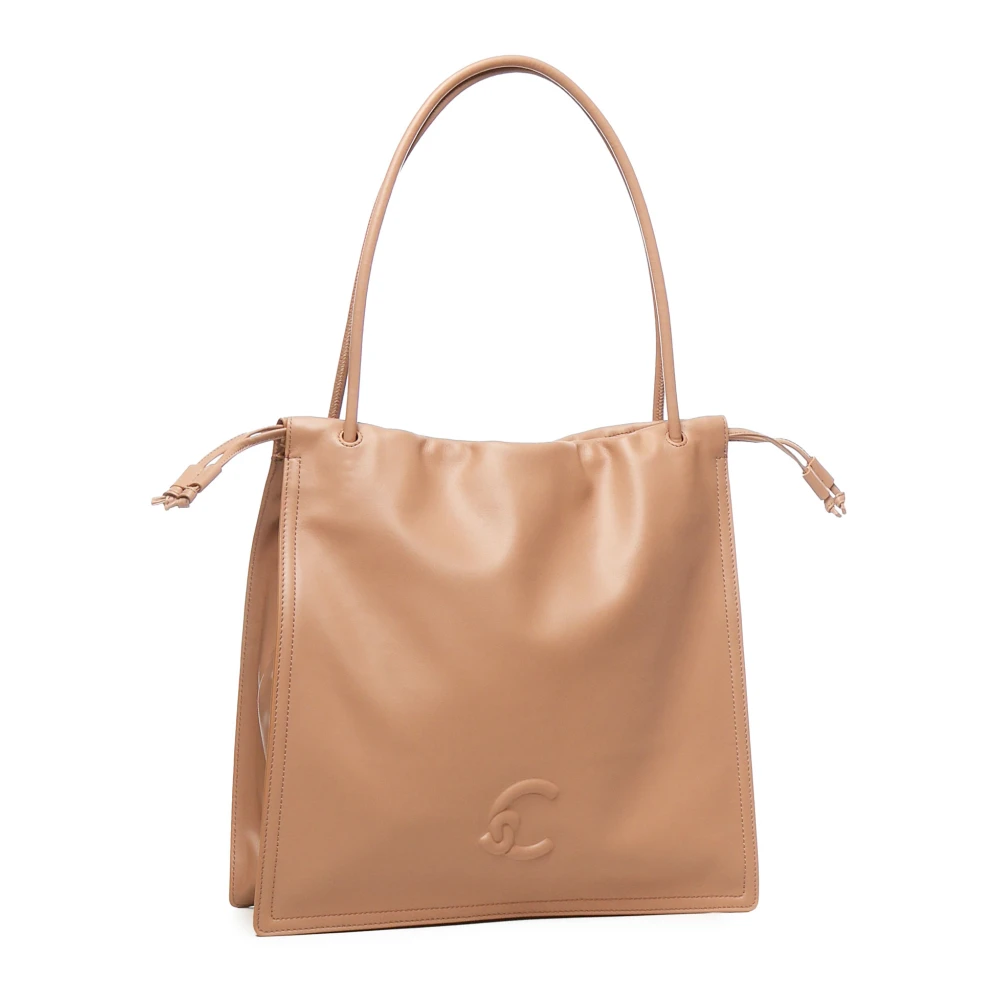 Coccinelle Nude Schoudertas met Trekkoordsluiting Beige Dames