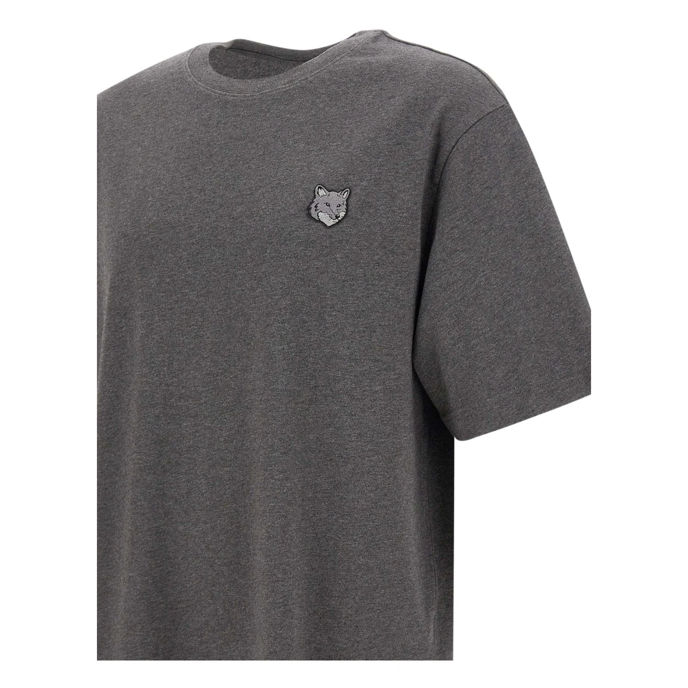 Maison Kitsuné Grijze Fox Logo T-shirt Gray Heren