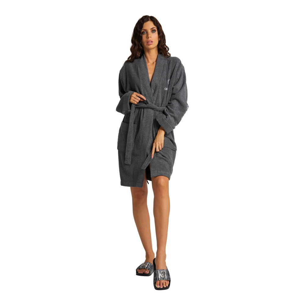 carlo colucci Kimono Stijl Geborduurde Badjas Gray Dames