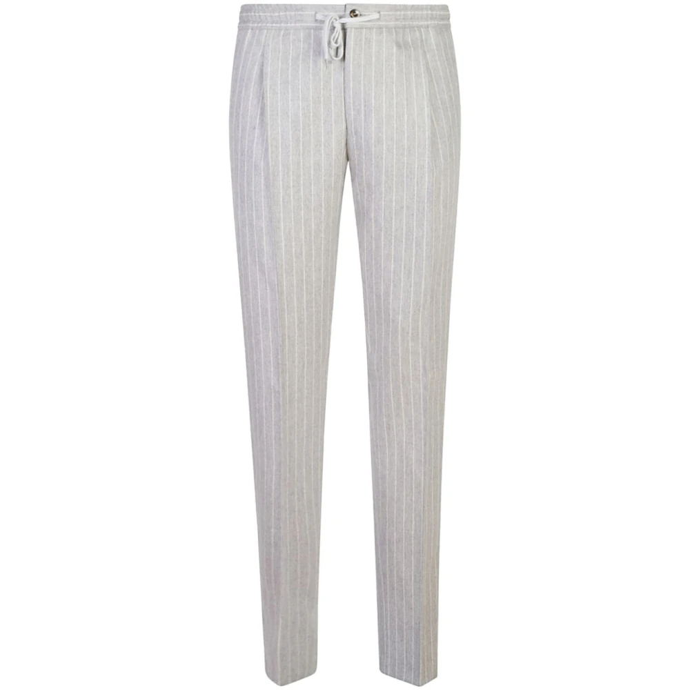 PT Torino Luxe Grijze Wol Zijde Broek Gray Heren