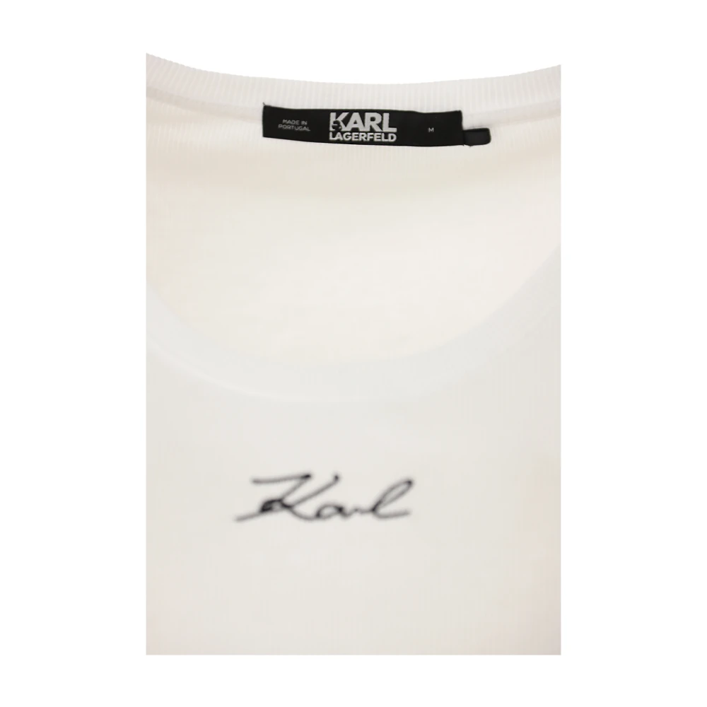 Karl Lagerfeld Rib Tank Top Wit Geborduurd White Dames