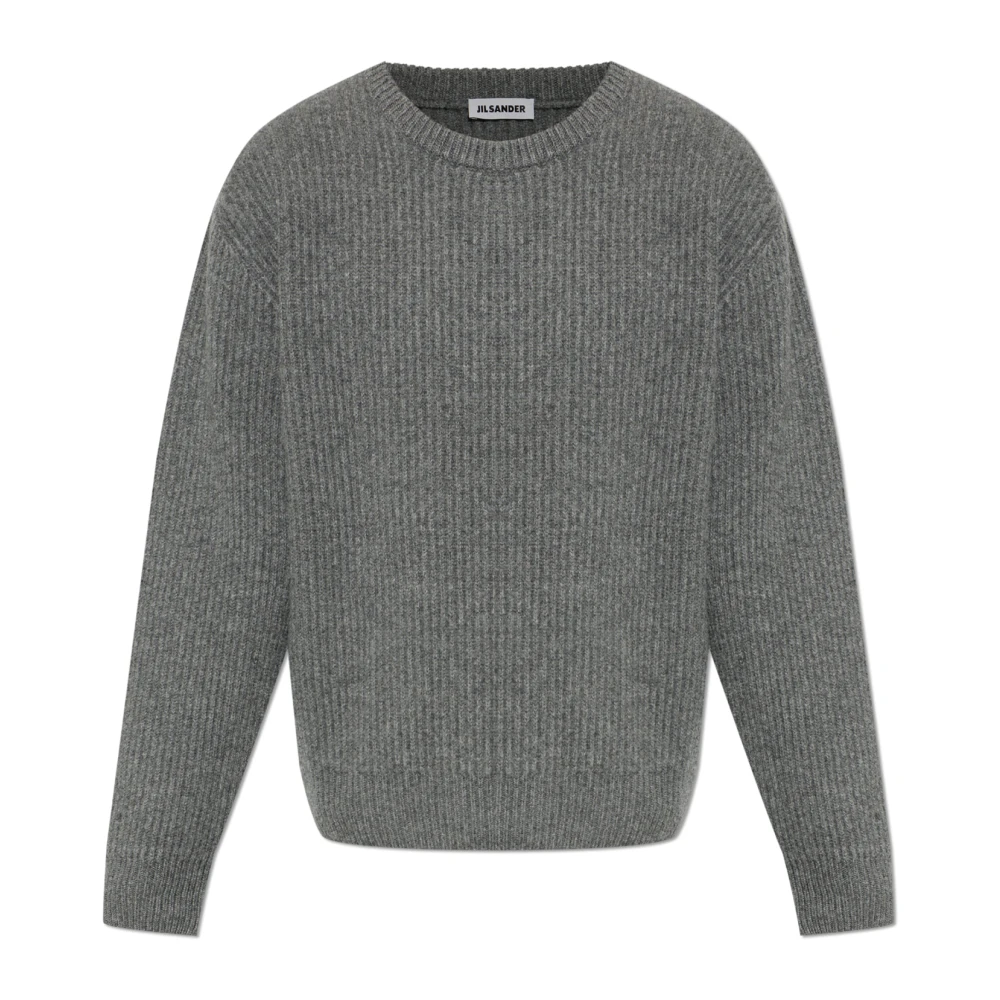 Jil Sander Herr Grå Stickade Tröjor Xl, Ulltröja Med Rund Hals
