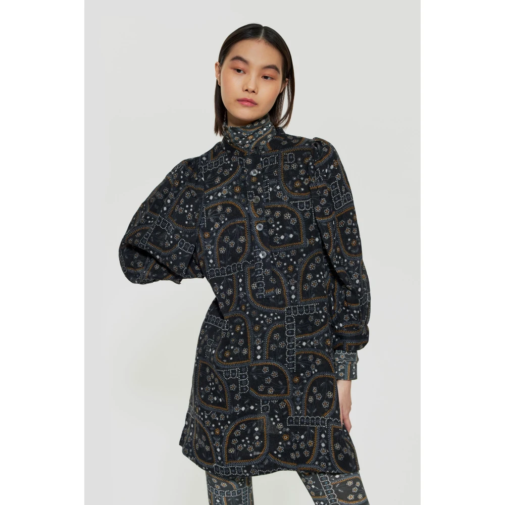 Antik batik Elie print jurk Black Dames