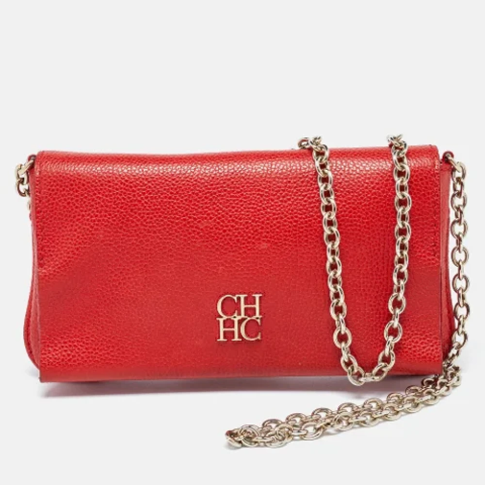 Carolina Herrera Pre-owned Leather clutches Red Dames