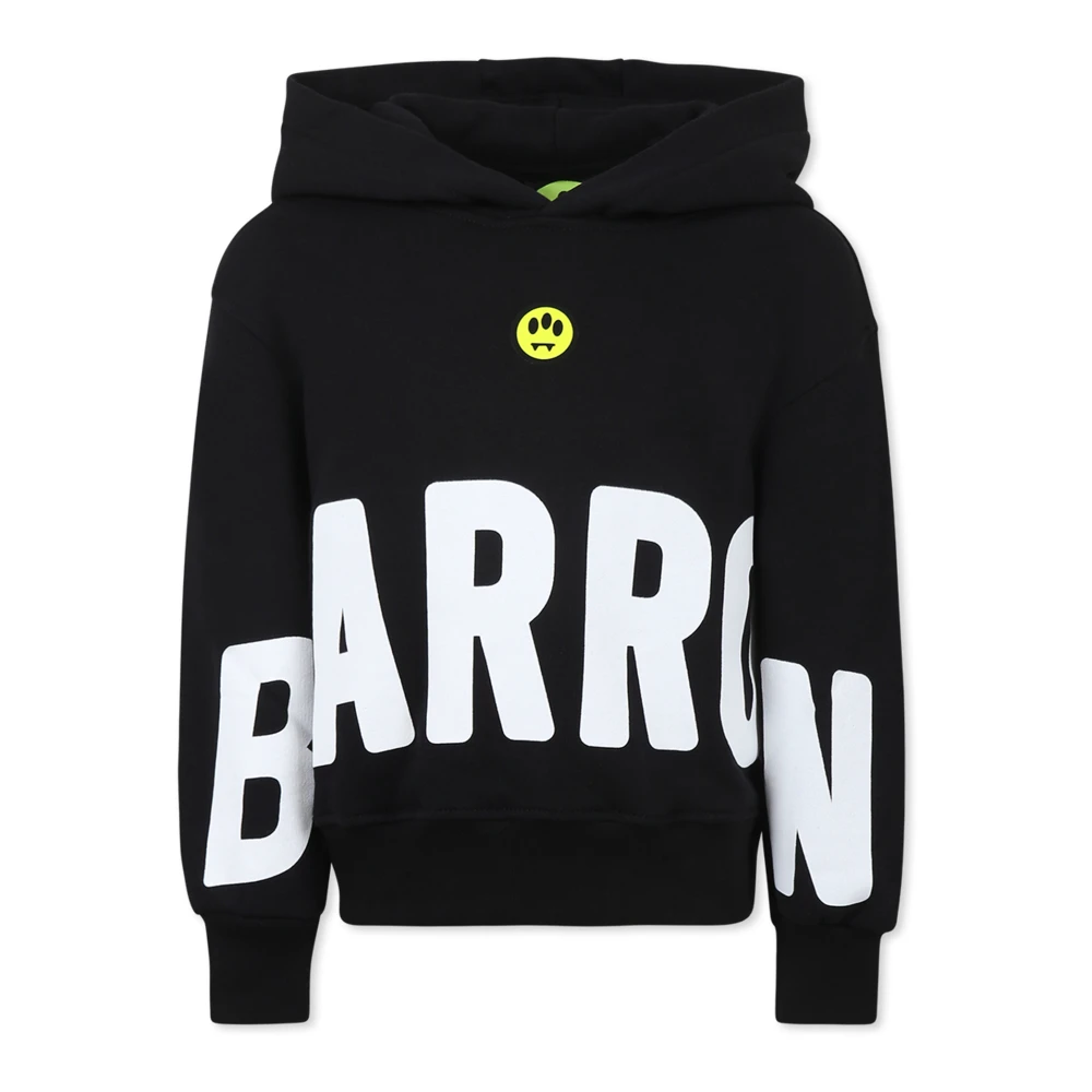 Barrow Black Kids Sweatshirts, Unisex, 14 Y, Hoodie With Yellow Smile