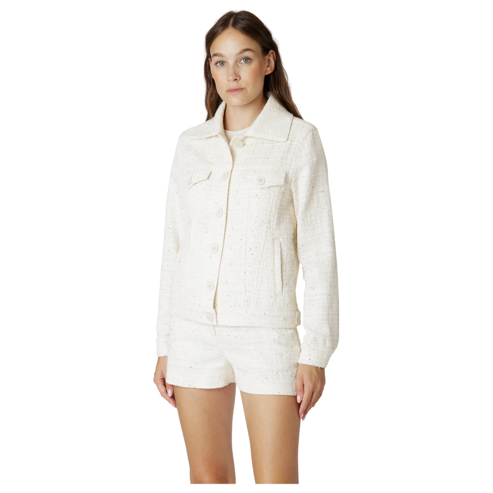 Eleventy Paillet Franse Kraag Jas Beige Dames