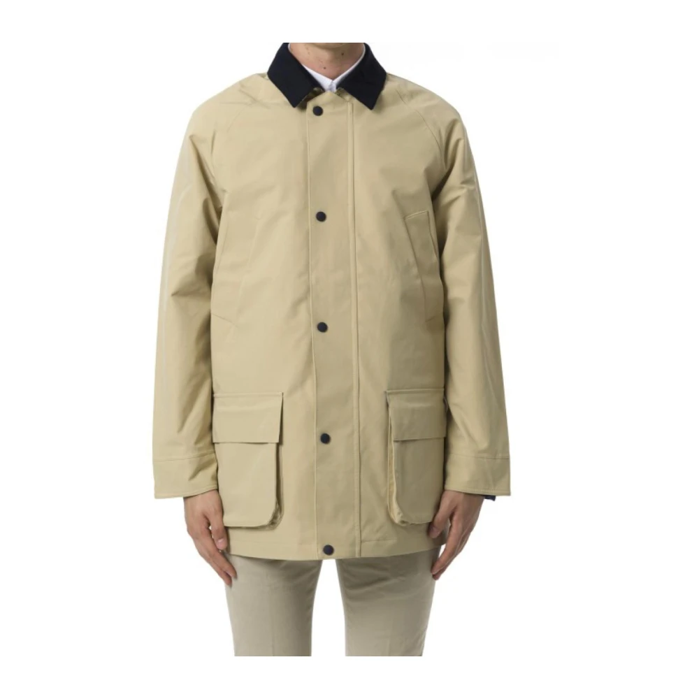 Aquascutum Heren Caban Jas met Check Voering Beige Heren