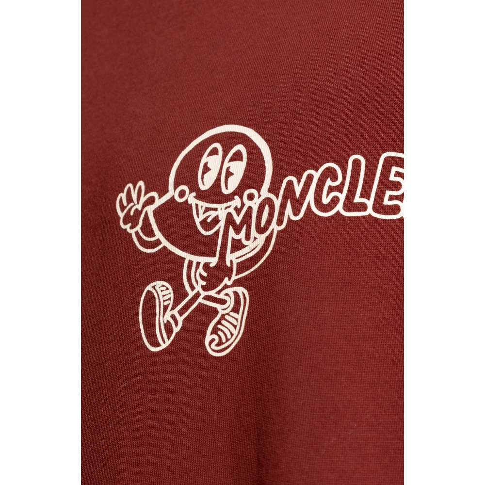 Moncler T-shirt met bedrukt logo Brown Heren