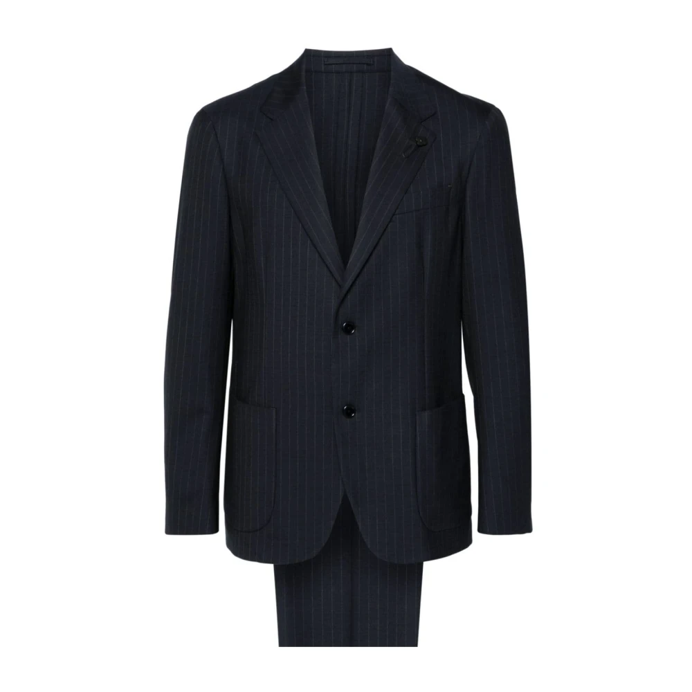 Lardini Blauw Pinstripe Blazer en Broek Set Blue Heren