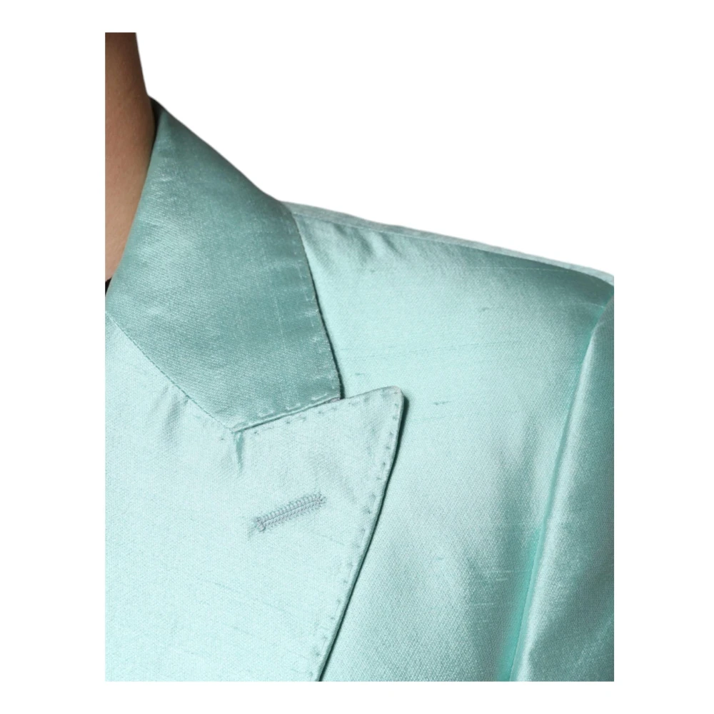 Dolce & Gabbana Mint Groene Zijden Slim Fit Blazer Green Heren