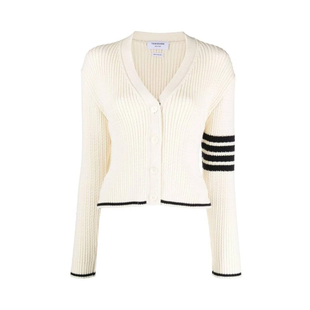 Thom Browne Stijlvolle Gebreide Cardigan Sweater White Dames