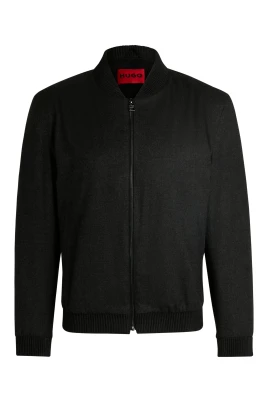 Melange Flanelljacka med Blousonkrage