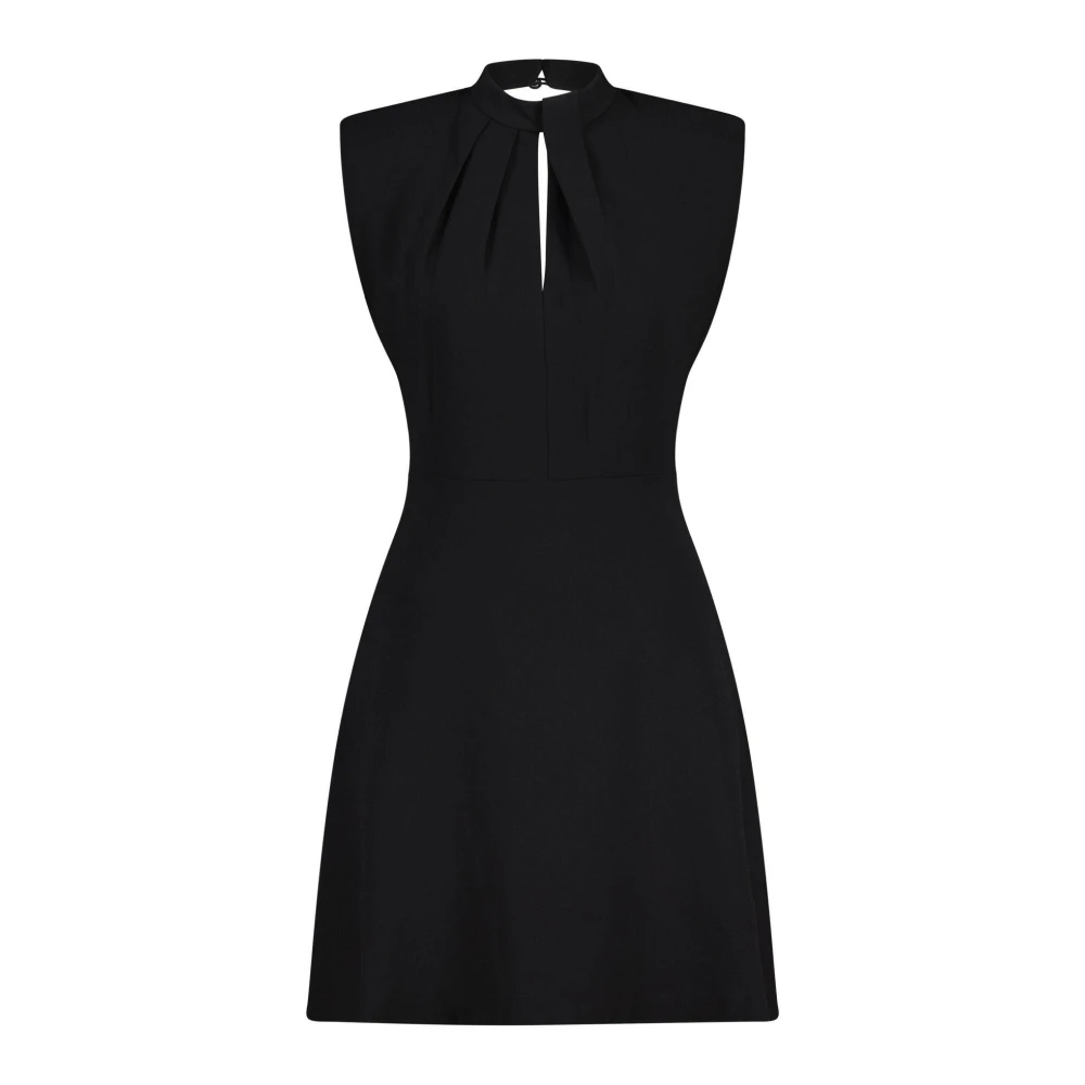 Hugo Boss Feminine A-lijn Minijurk met Ruguitsnijding Black Dames