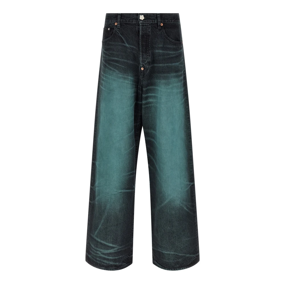 Kenzo Men's Blue Wide Jeans, W34, Turn Up Wide Fit Jeans