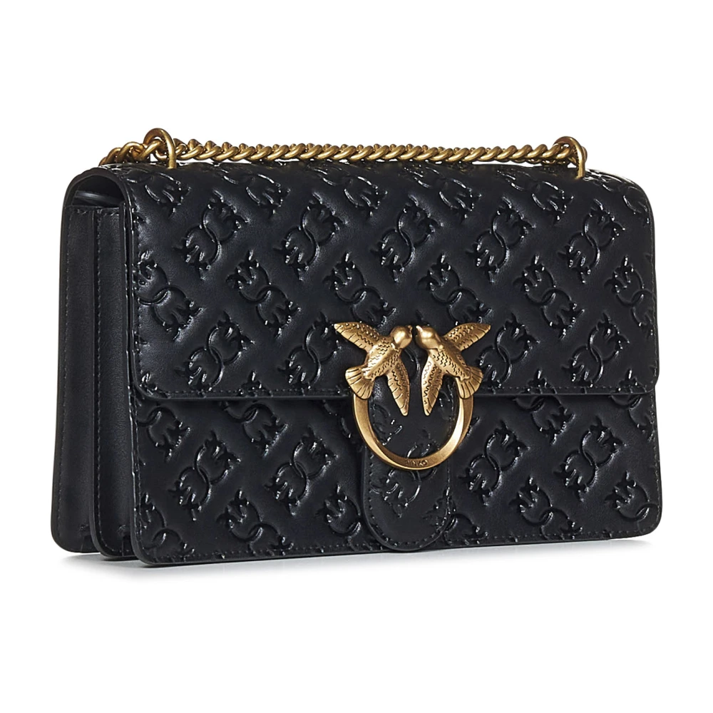 pinko Love Birds Diamond Cut Schoudertas Black Dames