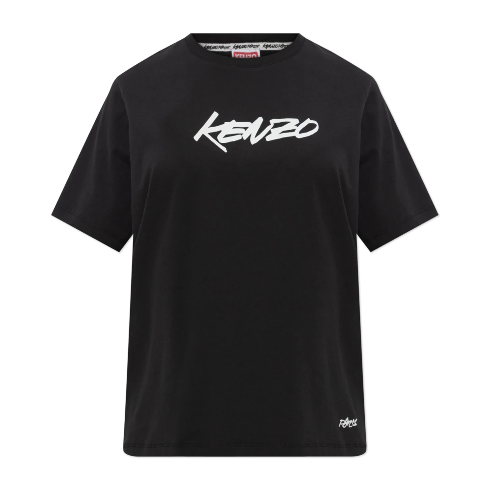 Kenzo Svart T-Shirt Med Tryckt Logotyp