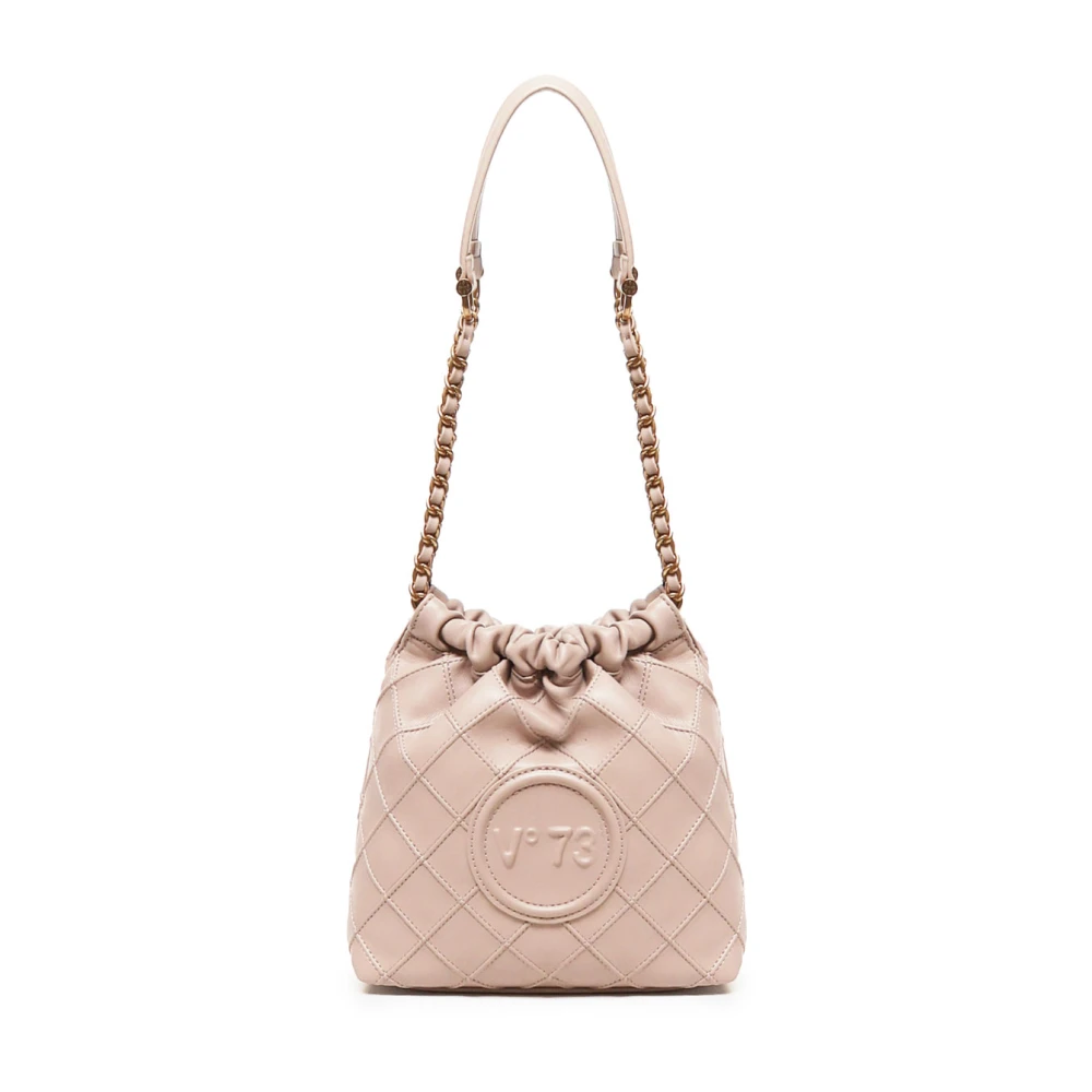 V73 Mini Hobo Tas met Matelassé Motief Beige Dames