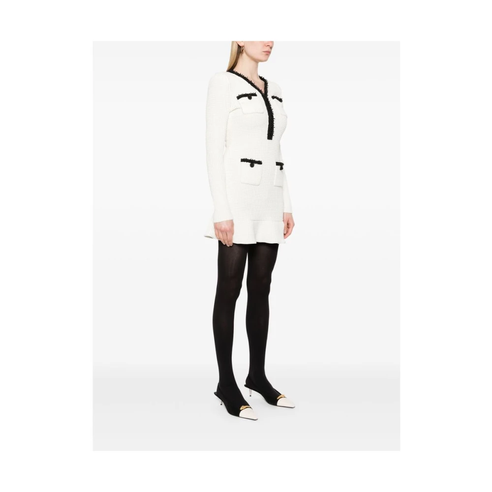 Self Portrait Witte Kralen Lange Mouw Jurk White Dames