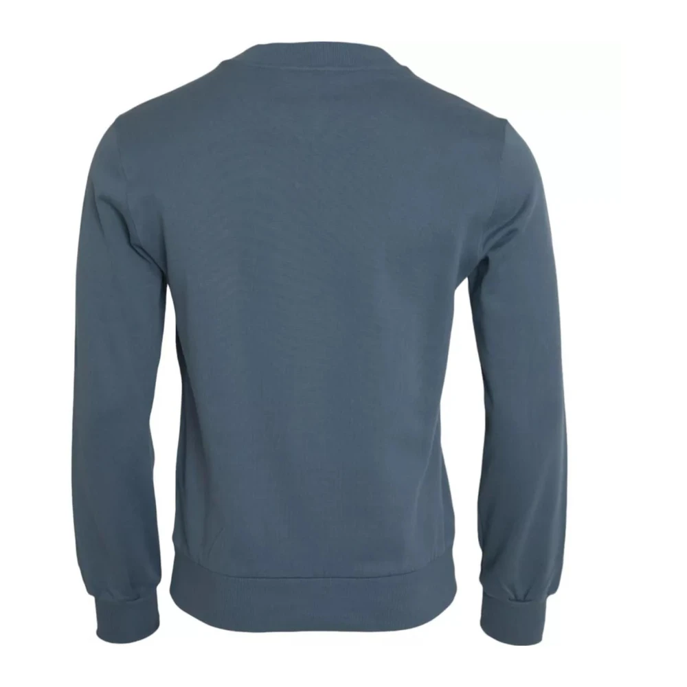 Dolce & Gabbana Blauwe Katoenen Logo Crew Neck Sweater Blue Heren