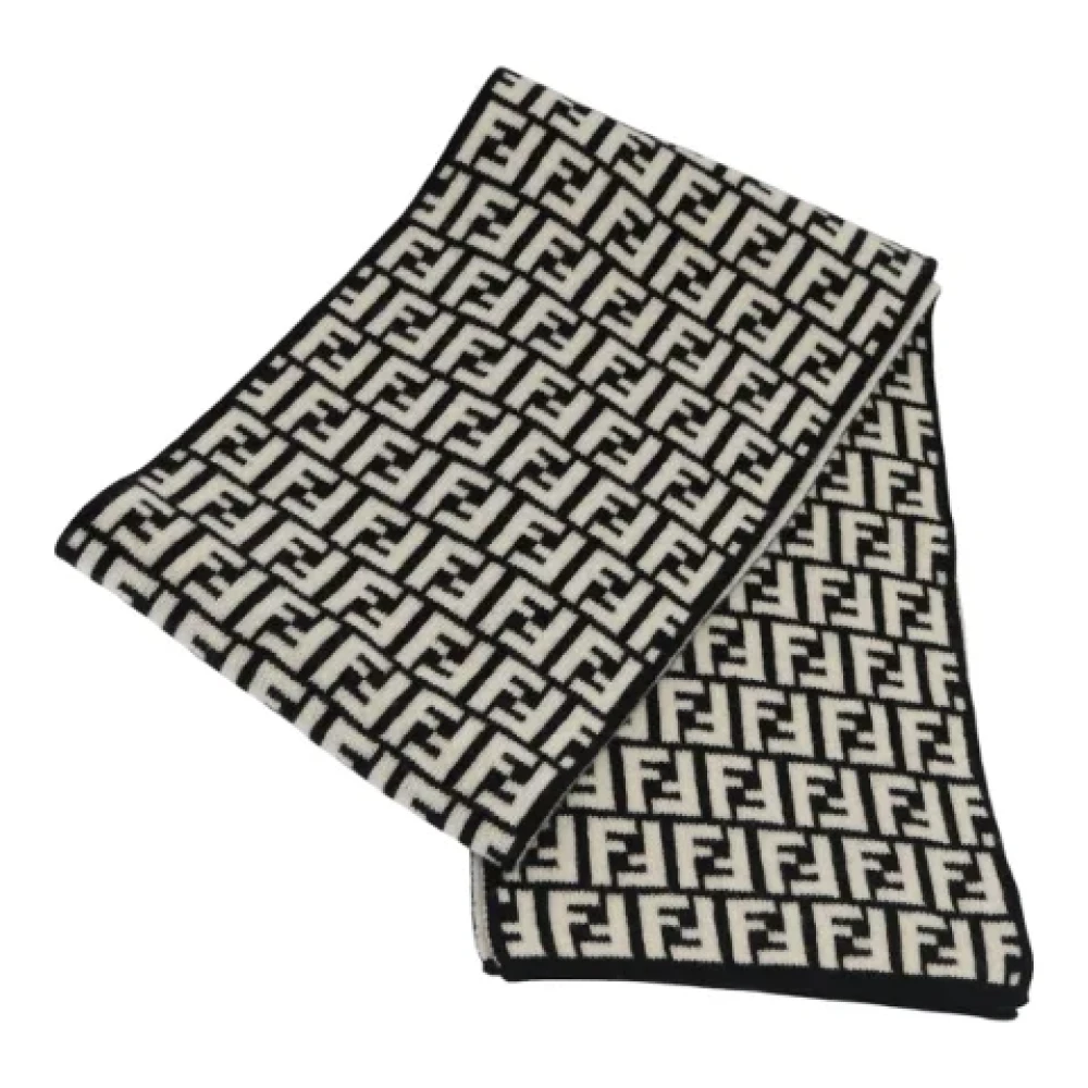 Fendi Vintage Pre-owned Wool scarves Black Dames