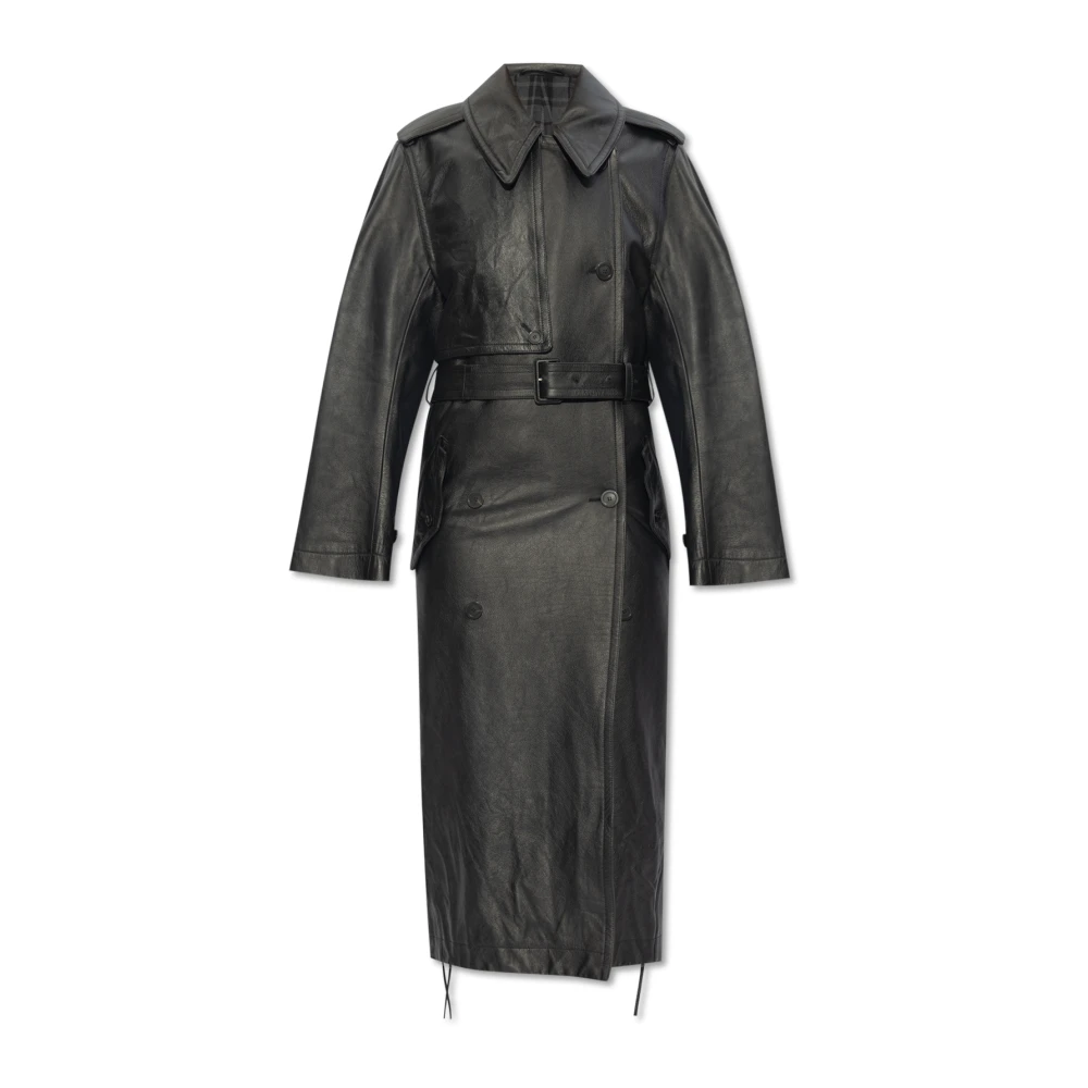 Balenciaga Läder trenchcoat Black, Dam