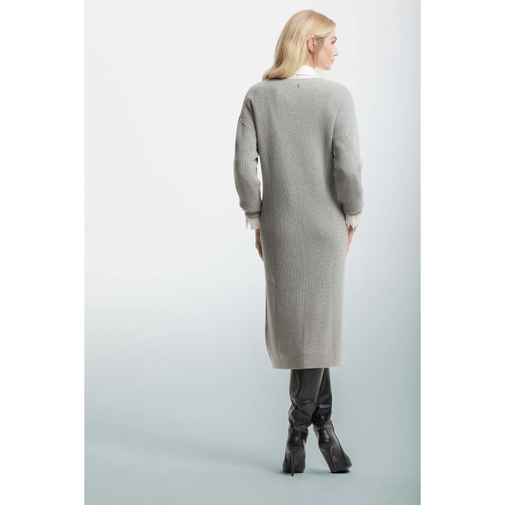 Kocca Elegante Gebreide Jurk met Openwerkdetaillering Gray Dames